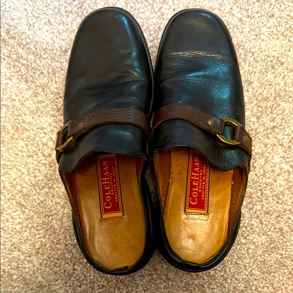 Cole Haan Black Leather Loafers with Buckle Detail - Picture 1 of 3